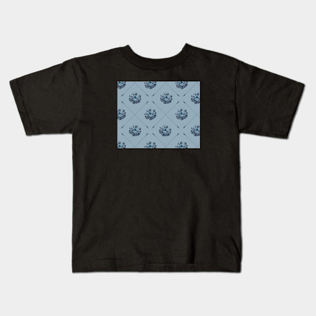 Blue Ice Flower Patterns Kids T-Shirt by Cottonbutton